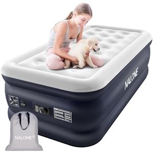 NALONE letto gonfiabile singolo,Materasso gonfiabile singolo,Materasso d'aria auto gonfiante con pompa integrata,Materasso gonfiabile in 3 minuti,Uso domestico197x100x46cm