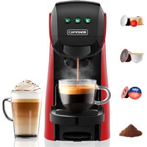CAPXSNOB Warriors1 4 in 1 Macchina da Caffè a Capsule per Nespresso Original, Lavazza A Modo Mio, Dolce Gusto e Caffè Macinato, 20 bars, 0,82 L, Calore e Quantità Regolabili, Macchina Caffe per Casa e Ufficio