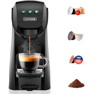CAPXSNOB Warriors1 Macchina da Caffè a Capsule 4-in-1 per Nespresso Original, Lavazza A Modo Mio, Dolce Gusto e Caffè Macinato, 20 bars, 0,82 L, Calore e Quantità Regolabili, Macchina Caffe per Casa e Ufficio
