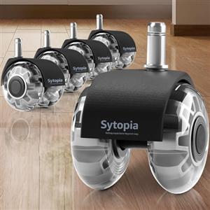 Sytopia Set di 5 ruote per sedia da ufficio, 11 x 22 mm, super silenziose e morbide, per pavimenti duri, parquet, moquette, laminato, non richiede tappetino protettivo per pavimento (non adatto per