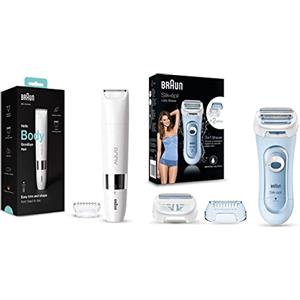 Braun Face Spa, Depilatore Donna Epilatore Viso e Corpo con Rifinitore, Ideale per la zona Bikini & Silk-épil Depilatore Donna, 3in1, Epilatore con senza Fili, LS5-160 Azzurro e Bianco