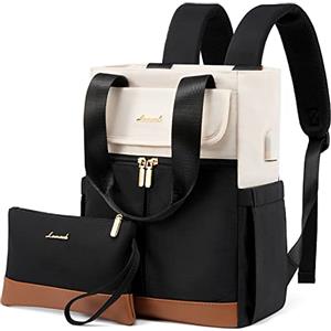 LOVEVOOK Borsa Zaino Donna, Piccolo Zainetto Donna, Impermeabile Mini Zainetto Ragazza Antifurto Viaggio Backpack 40x20x25 per Università Lavoro Ufficio Scuola Shopping,Beige Nero Marrone