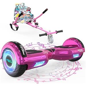 MEGA MOTION Hoverboards con Hoverkart per Bambini, Hoverboards a due Ruote da 6,5 Pollici con Altoparlante Bluetooth, con Luci a LED, Regalo per Bambini e Adolescenti