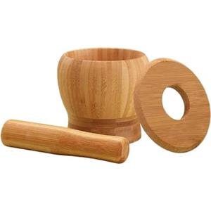 Generico con pestello e mortaio - Strumento per macinare l'aglio in legno, per tritare manualmente, accessorio da cucina durevole, design ergonomico portatile | Utilizzo efficiente dei material