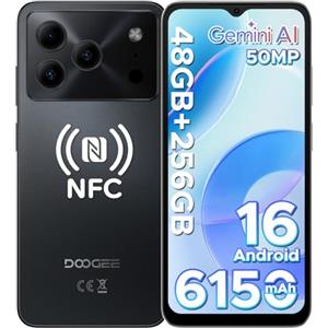 DOOGEE Note 56 Plus Android 16 Smartphone, 48GB+256GB/TF 2TB Telefono Cellulare, 50MP+8MP, 6150mAh Cellulari, 6.56" 90Hz Octa-Core Telefoni, Fingerprint/Face ID/4G Dual SIM/Widevine L1/NFC - Nero