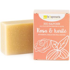 La Saponaria Sapone Biologico Rosa e Burro di Karitè - Nutriente e Idratante per Pelle Secca e Sensibile