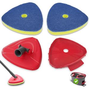 OKcedier 2 Pezzi Copertura di Ricambio per Mocio Vileda Turbo Spin, Teste di Ricambio per Mocio con 2 Spazzole a Spugna 1 Base e 1 Adattatore per Bagno, Cucina, Vetro e Vari Pavimenti Duri (Blu)
