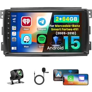 Inefala 2+64GB 9'' Android 15 Autoradio per Mercedes-Benz Smart Fortwo 451