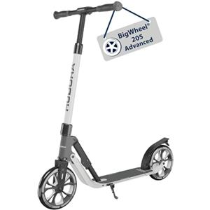 HUDORA Monopattino BigWheel 205 Advanced, ash, Monopattino comodo in alluminio per peso fino a 100kg, Altezza regolabile e struttura pieghevole, Monopattino bambini/ragazzi e adulti