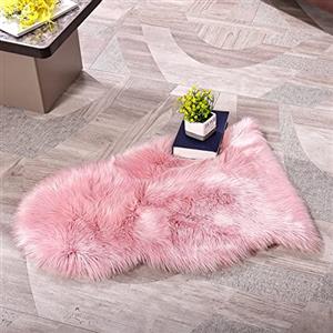 YIHAIC Pelliccia sintetica Tappeto vello di pecora, Pecora Agnello imitazione pelliccia sintetica decorativa, Capelli lunghi imitazione cotone letto divano Matte Tappetino da bagno (rosa, 50 x 80 cm)