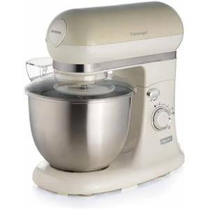 Ariete 1588 Impastatrice Planetaria - Pane, pizza e dolci - 7 Velocità - 3 Fruste - 5,5 Litri - Acciaio Inox - 2400 Watt - Linea Vintage - Beige
