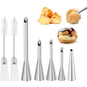 REBECCAGIBSON 5 pezzi siringa crema pasticcera,beccucci per pasticceria,riempimento in acciaio inox Doughnut con spazzola per cupcake, sac à poche e marmellate