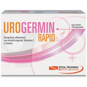 Pool Pharma Urogermin Rapid - Integratore Alimentare per il Benessere delle Vie Urinarie con Mirtillo Rosso, Ibisco e Uva Ursina - 15 Capsule Deglutibili