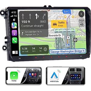 ACAVICA Autoradio Android 14 con CarPlay e Android Auto - Schermo IPS HD 9" - Compatibile con VW Golf 5 6 Passat B6 B7 Polo Tiguan Touran EOS Scirocco - Navigazione GPS WiFi Bluetooth USB Touch