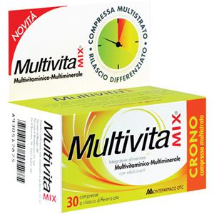 MONTEFARMACO MultivitaMIX Crono - Integratore Multivitaminico e Multiminerale Completo 30 Compresse Senza Zucchero