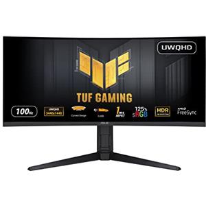 ASUS TUF Gaming VG34VQEL1A Monitor Gaming Curvo 34", UWQHD, 100 Hz, Tecnologia, Extreme Low Motion Blur e Freesync, 1 ms (MPRT), 125% sRGB, HDR, Nero