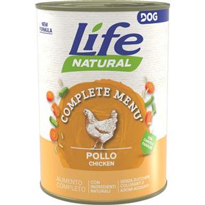 LIFE NATURAL 1 x 400 g Life Natural Lattina Alimento Cibo Umido Completo Naturale per Cani Adulti con Pollo a Pezzettoni