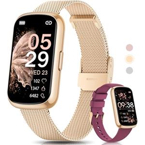 Sanorum Smartwatch Donna, 1.47" Orologio Fitness, 24 Modalità Sport, SpO2 Sonno, Activity Tracker Passi Calorie, 165+ Quadranti, Fisiologia Femminile Notifiche Impermeabile IP68 Android iOS Oro Rosa
