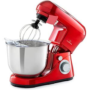 Klarstein Bella Pico 2G - Robot da Cucina, Mixer, Impastatrice, 1200 W / 1,6 PS, 6 Livelli, Sistema di Miscelazione Planetario, Ciotola in Acciaio Inox da 5L, Rosso