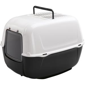 Ferplast Lettiera Gatto Chiusa Cassetta igienica per Gatti, Toilette Gatto, Porta Basculante e Manico, Due Filtri Al Carbone Attivo che neutralizzano i cattivi odori, 52.5 X 39.5 X 38 cm Nero