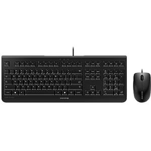 CHERRY DC 2000, Set di Tastiera e Mouse Con Fili, Layout per l'Unione Europea (QWERTY), Plug & Play tramite 1 Porta USB, Design Piatto, Mouse Simmetrico, Nero