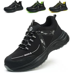 ISOOUS Scarpe Antinfortunistiche Uomo Scarpe da Lavoro Donna Leggere Comode Scarpe da Sicurezza Traspiranti Antiscivolo Nero EU 43