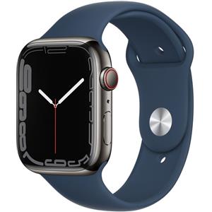 Apple Watch Series 7 Acciaio inossidabile 45 mm (2021) | GPS + Cellular | grafite | Cinturino Sport Blu abisso