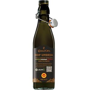 Costa d'Oro - DOP Umbria Colli Assisi-Spoleto 500 ml. Olio Extravergine di oliva non filtrato 100% italiano, sviluppato con Assoprol. Estratto subito dopo il raccolto, 0,5 L.