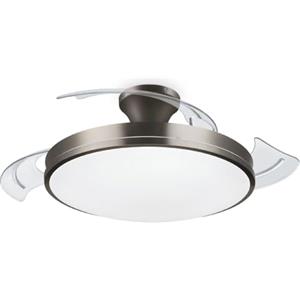 Philips Atlas Ventilatore a Soffitto, Diametro 106 cm, 3 Impostazioni di Luce, Molto Silenzioso, Argento