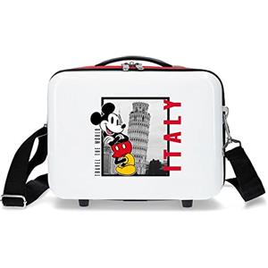 Disney Topolino e Minnie Travel the World Italy Beauty Case Adattabile Bianco 29x21x15 cm ABS Rigido 9.14L 0.8 kg