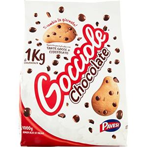Pavesi Biscotti Frollini Gocciole Cioccolato, Biscotti da Colazione con Gocce di Cioccolato, senza Olio di Palma, 1 kg