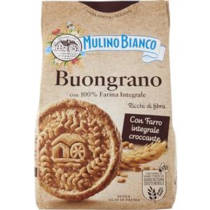 Barilla Mulino Bianco Biscotti Buongrano con 100% Farina Integrale, Colazione Ricca di Fibre e Gusto - 350 gr