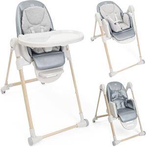 Chicco Polly Armonia Seggiolone Evolutivo Pappa per Bambini da 0 Mesi a 40 kg, Sedia Evolutiva, Seggiolone Reclinabile a Sdraietta con Altezza e Poggiapiedi Regolabili, 4 Ruote, Compatto, Verde