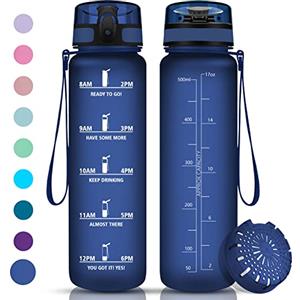 Vikaster Borraccia 500ml, Senza BPA & A Prova di Perdita, Bottiglia Acqua, Reutilizables, Scuola Elementare, Borraccia Motivazionale per Scuola, Palestra, Ufficio, Running