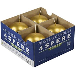 Cereria di Giorgio Risthò Candele Sfera, Cera, Oro, 8x8x8 cm