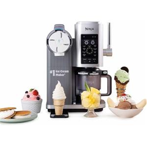 Ninja Creami Swirl NC701UK - Macchina per servire e gelato, con 2 vaschette, 13 funzioni, per servire gelato, gelato, sorbetto, frappè e altro, opzione mix-in, argento platino