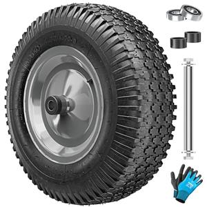 MASKO Ruota per carriola, pneumatici di ricambio, 250 kg, per carriola da giardino, 40 cm, extra larga, 9,5 cm, con cerchione in acciaio al carbonio e guanti