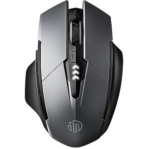 inphic Mouse Bluetooth, [aggiornato] Mouse wireless multi-dispositivo silenzioso ricaricabile (Tri-Mode: BT 5.0/4.0+2.4G), mouse portatile ergonomico 1600 DPI per computer portatile, PC, Mac, grigio