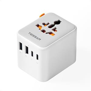 TESSAN Adattatore Universale da Viaggio, Presa Universale da Viaggio con 2 USB C e 2 USB A, Adattatore Spina per Inglese Americana Giappone Australia Tailandia, Presa Internazionale