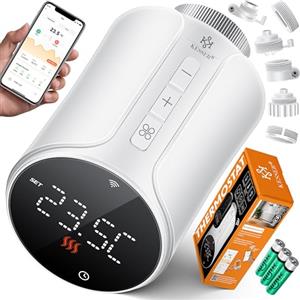 KESSER®Termostato per termosifone WiFi | Controllo Wi-Fi con app Smart Home | Termostato Alexa, Google Assistant 6 valvole radiatore, risparmio energetico