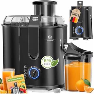 KESSER - Centrifuga Frutta e Verdura, 800W Estrattore di Succo a Freddo con 85MM Bocca Larga, Centrifuga in Acciaio Inox a Doppia Velocità con Funzione Antigoccia, Facile Pulizia, Senza BPA