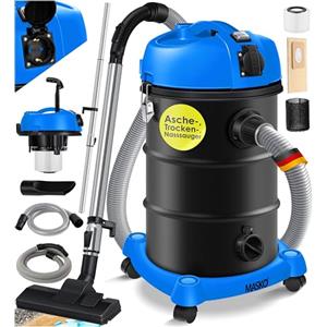 Masko® Aspirapolvere industriale 6 in 1, 2300 W + presa ✓ Funzione soffiaggio ✓ Aspirazione a secco e a umido | Aspirapolvere industriale con e senza sacchetto, blu