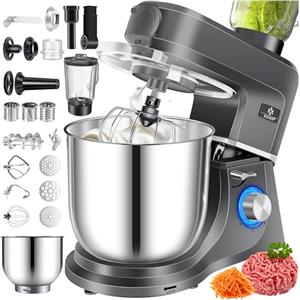KESSER® 3 in 1 Universal Robot da Cucina K-KM 3000 con Tritacarne, Impastatrice, Multifunzionale Frullatore 5,5L Ciotola con 3 Utensili per Mescolare, Centrifuga da 1,5L, Set di Accessori, Forme per