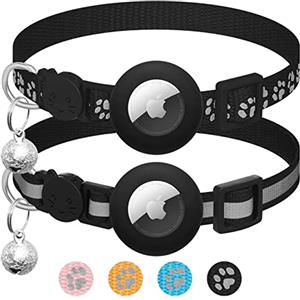 LAFAYI Collare con Fibbia di Sicurezza per Gattini e Cani di Piccola Taglia, Airtag GPS non Incluso,Ferroso