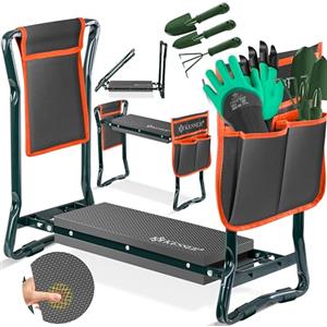 KESSER® Inginocchiatore 2 in 1 XXL per il giardinaggio Cuscino imbottito Cuscino in schiuma eva Sgabello da giardino Pieghevole Incl. 2 borse per attrezzi Panca da giardino Regolabile in altezza
