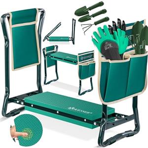 KESSER® Inginocchiatore 2 in 1 XXL per il giardinaggio Cuscino imbottito Cuscino in schiuma eva Sgabello da giardino Pieghevole Incl. 2 borse per attrezzi Panca da giardino Regolabile in altezza