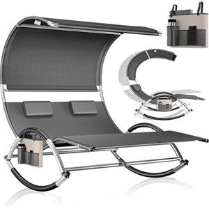 KESSER Lettino Doppio, Prendisole, Fino a 240 kg, 2 Persone, Prendisole Relax, Baldacchino, con tettuccio apribile, Lettino da Giardino, con Superficie di Sdraio ergonomica, sdraio a dondolo, Anthr