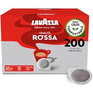Lavazza, Qualità Rossa, Caffè in Cialde, 4 Pack da 50 Cialde, per un Espresso Equilibrato e Pieno, con Note Aromatiche di Frutta Secca, Arabica e Robusta, Intensità 5/10, Tostatura Media