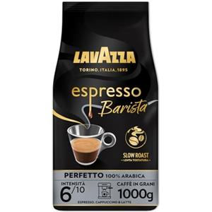 Lavazza, Espresso Barista Perfetto, Caffè in Grani Tostati a Tamburo, Ideali per Macchine da Caffè Espresso, con Note Aromatiche Floreali, 100% Arabica, Intensità 6/10, 1 kg