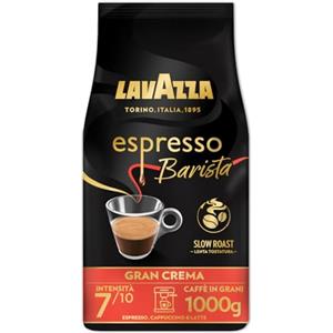 Lavazza, Espresso Barista Gran Crema, Caffè in Grani Tostati a Tamburo, Ideali per Macchine da Caffè Espresso, Note Aromatiche di Fiori, Arabica e Robusta, Intensità 7/10, Tostatura Leggera, 1 kg